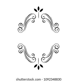 Oval decorative floral frame. Filigree flourish decoration. Swirl, curl. Ornate page border. Wedding invitation, Save the date card, Holiday card. Vector illustration.