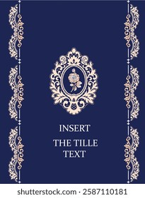 Oval decorative motif, stylize lace pattern. Rose. Border. Used for decoration, cards, embroidery patterns, printing, book cover