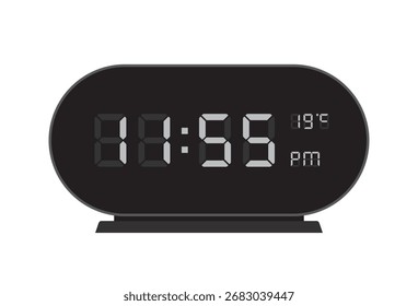 Oval Digital Clock with Temperature Indicator shows 11.55 PM