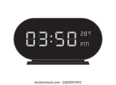 Relógio Digital Oval com Indicador de Temperatura mostra 03.50 PM