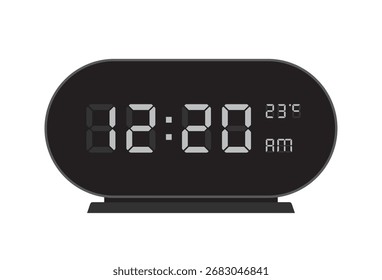 Relógio Digital Oval com Indicador de Temperatura mostra 12.20 AM
