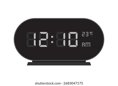 Oval Digital Clock with Temperature Indicator shows 12.10 AM
