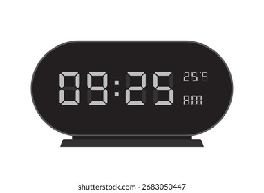 Oval Digital Clock with Temperature Indicator shows 09.25 AM