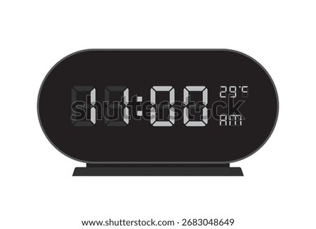 Oval Digital Clock with Temperature Indicator shows 11.00 AM