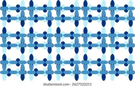 Oval dot connect as Two tone blue fence repeat strip on blue background, seamless patter design for fabric printing or wallpaper or backdrop or t-shirt print screening