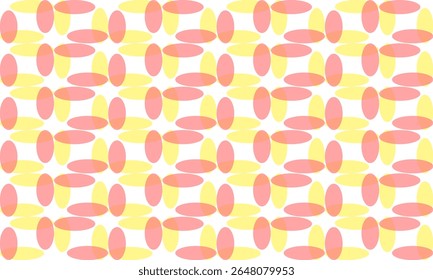 Oval dot connect as Two tone pink and yellow repeat vertical strip on white background, seamless patter design for fabric printing or wallpaper or backdrop or t-shirt print screening