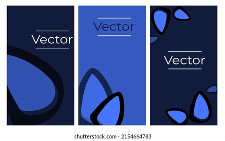 Oval elegante forma abstracta boceto conjunto de ilustraciones vectoriales. Fondo vertical dibujado a mano con elipse