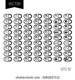 Oval elevator system buttons, icons, controls vector template.