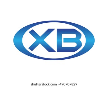 Oval or Ellipse XB Initial Letter Logo Blue