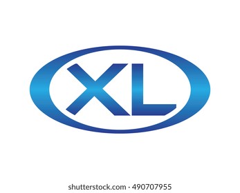 Oval or Ellipse XL Initial Letter Logo Blue