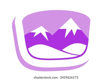 oval emblem logo mountains vector illustration