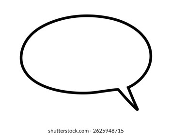 Bolha de fala vazia oval com um contorno preto, isolado em um fundo branco, simbolizando comunicação e diálogo, perfeito para expressar pensamentos e ideias