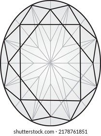 oval facet diamond stone , vector diamond facet for jewelery design