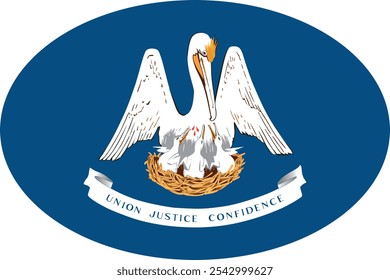 Oval flag of the United States of America federal state of LOUISIANA