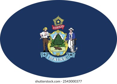 Oval flag of the United States of America federal state of MAINE