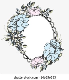 Oval floral frame template
