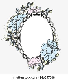 Oval floral frame template