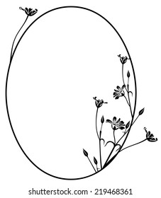 Oval Floral Outline Round Frame