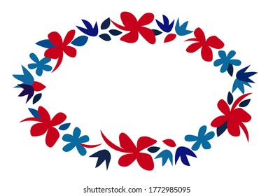 Oval flower frame. Copy space. Vector illustration. 