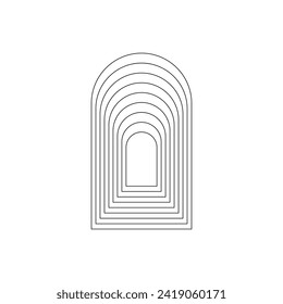forma oval de muchas líneas de metal paralelas, elemento de diseño tipográfico lineal.