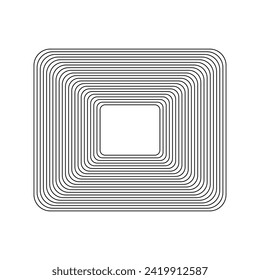 oval forming many parallel metal lines, linear typography design element.