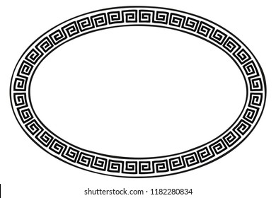 Oval frame in Ancient Greek style isolated on white background.