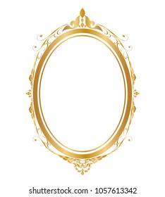 Oval frame and borders Golden frame, Thai pattern, vector illustration