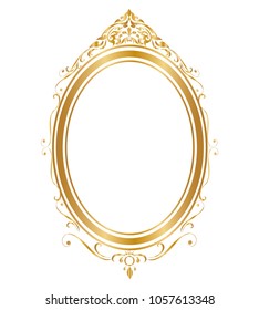 Oval frame and borders Golden frame, Thai pattern, vector illustration