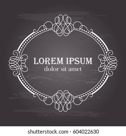Oval frame in calligraphic retro style. Can be used for decorate cards, invitations, decorate books and letters. Vector illustration.