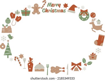 Oval frame for Christmas illustration.