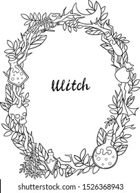 Oval frame coloring, witch things