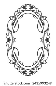 oval frame, floral carved ornamental