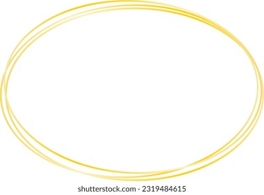 Ovaler Rahmen, goldene Linien, Vektorgrafik. Rahmen aus goldenen Eimern.