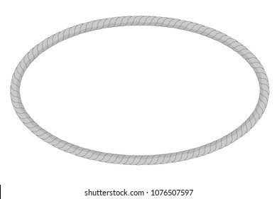 oval frame from gray rope for your element design, isolated on white 
