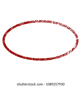 Oval frame grunge textured template. Vector draft element with grainy design and distressed texture in red color. Designed for overlay watermarks and rubber seal imitations.