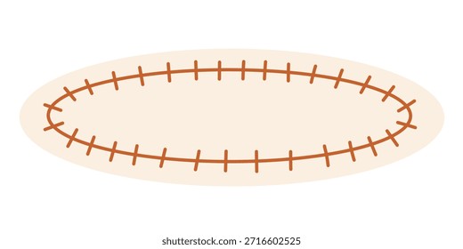 Quadro oval em estilo costurado desenhado à mão para marcas e layouts bonitos. Perfeito para etiquetas, embalagens, cartazes e desenhos feitos à mão.
