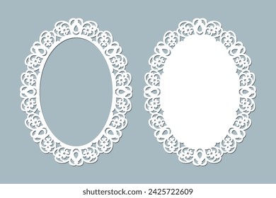 Oval frame laser cut template, ornamental border