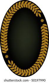 Oval frame of leaves on dark background