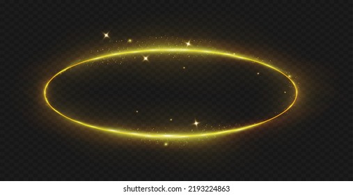 Oval frame with light effects.Gold frame.Vector illustration, eps