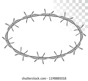 oval frame made of barbed wire graphics. isolated on transparent background