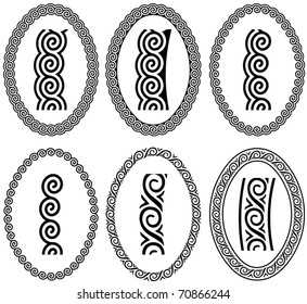Oval frame with a meander. Vector set.