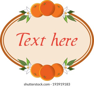 Oval frame with orange blossom flowers and space for text. EPS 10
