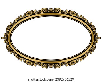 an oval frame with ornate design