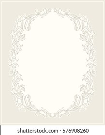 Oval frame with a pattern of stylized leaves.  Painting with a fine brush. The original author design in vintage style
