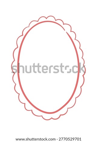 Oval frame with scallop border sketched in crayon, rough stroke and empty center for text. Symbol of highlight, focus, label, and badge for message space. Cartoon vector illustration.