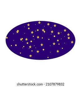 Oval frame with shining stars on a dark blue background. Vector illustration
