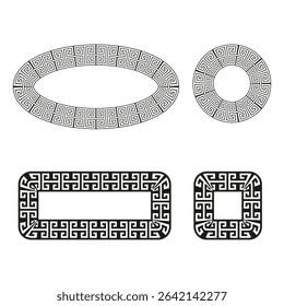 Oval frame symbol. Geometric border vector. Contour line shape. Decorative frame element.