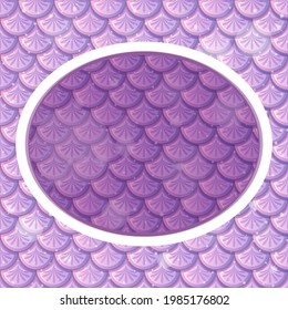 Oval frame template on purple fish scales background illustration