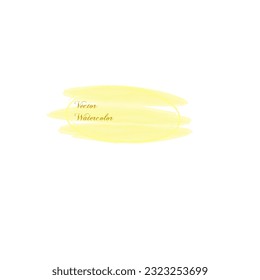Oval frame template with yellow watercolor strokes to create your design. Vector illustration.
