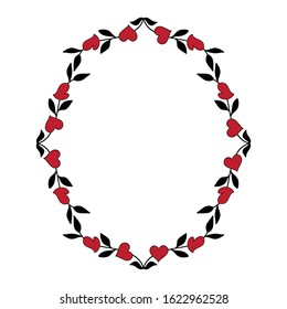 Oval Frame Wreath Hearts Leaves Vector Stock Vector Royalty Free Shutterstock